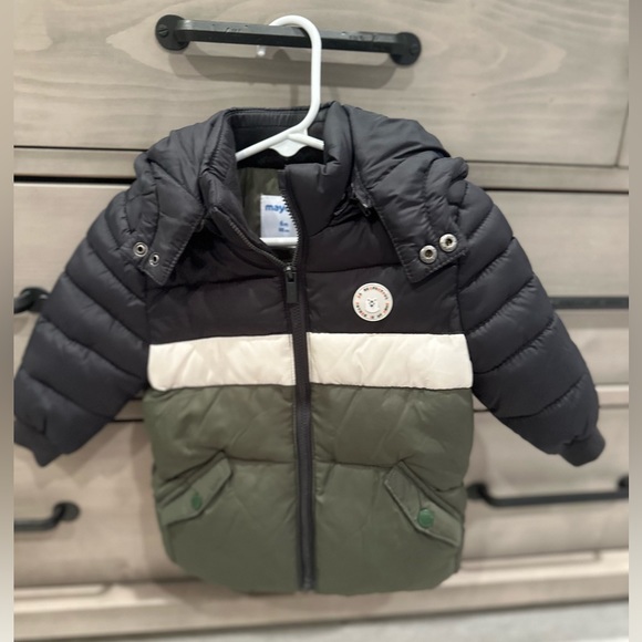 Mayoral Brand Never Worn 6 month jacket black, white, olive green stripe. - Picture 4 of 4